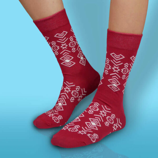 Farebné ponožky s čičmanským vzorom bordové HestySocks
