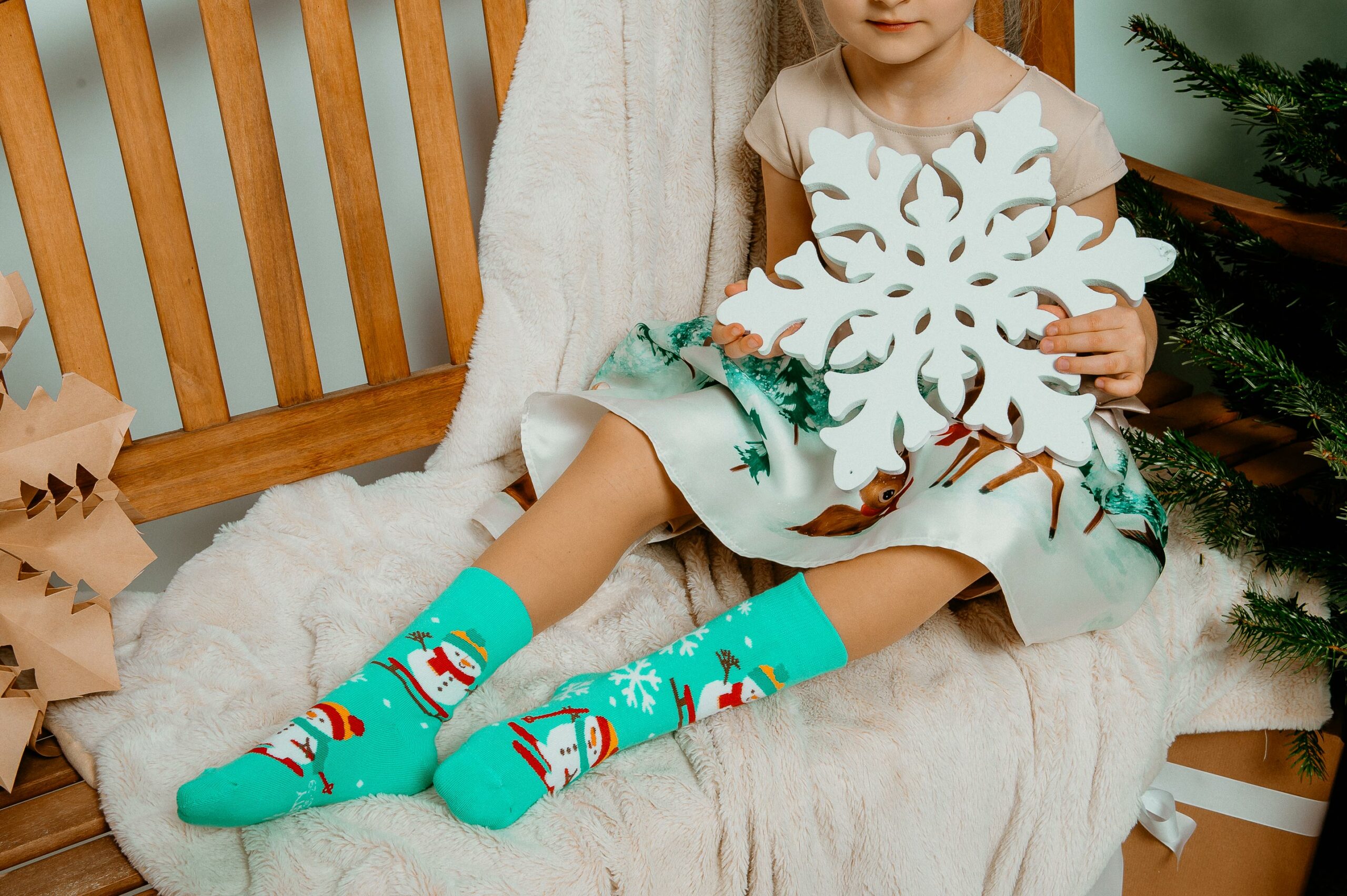 Veselé ponožky Froté Snehuliak – Detské